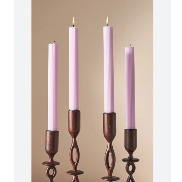 Anthropologie Fluted Lavender Taper Candles Set of 4 NEW WITH TAG - Picture 2 of 3